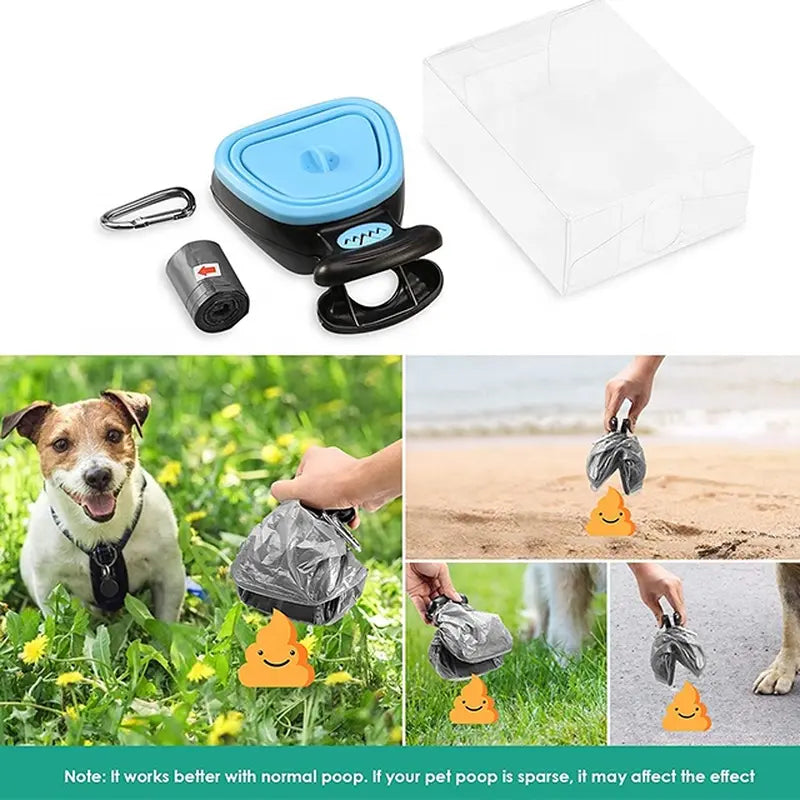 Colector Portabil Excremente Câini HomZen – Lopățică Pliabilă cu Cleste, Pungi Incluse (30 buc), pentru Câini Mici, Medii și Mari