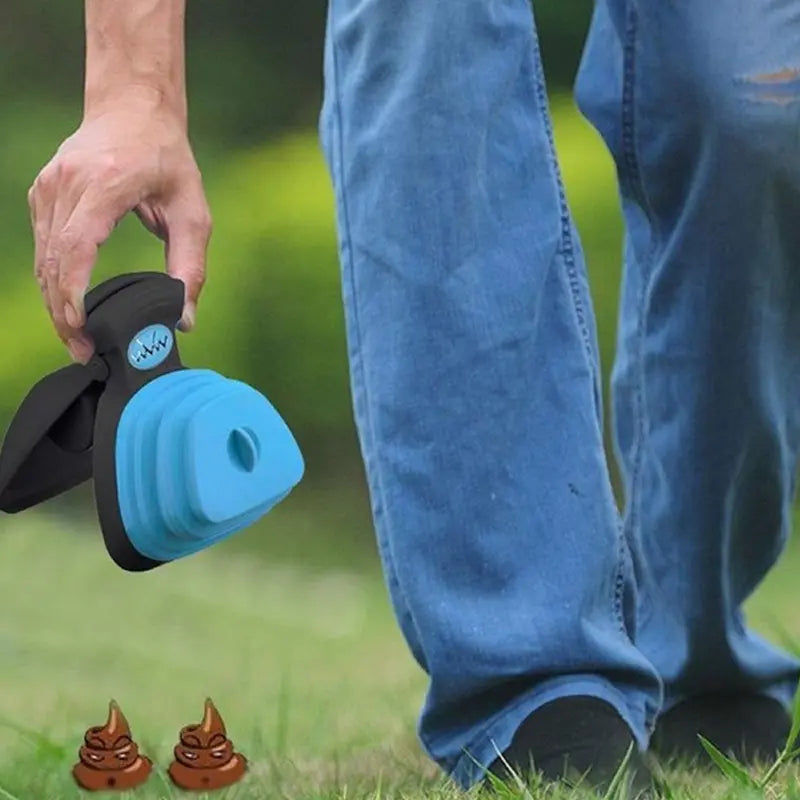 Colector Portabil Excremente Câini HomZen – Lopățică Pliabilă cu Cleste, Pungi Incluse (30 buc), pentru Câini Mici, Medii și Mari