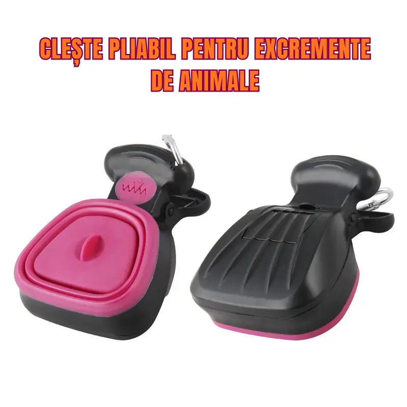 Colector Portabil Excremente Câini HomZen – Lopățică Pliabilă cu Cleste, Pungi Incluse (30 buc), pentru Câini Mici, Medii și Mari