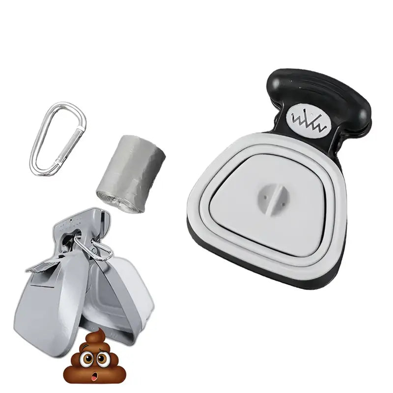 Colector Portabil Excremente Câini HomZen – Lopățică Pliabilă cu Cleste, Pungi Incluse (30 buc), pentru Câini Mici, Medii și Mari