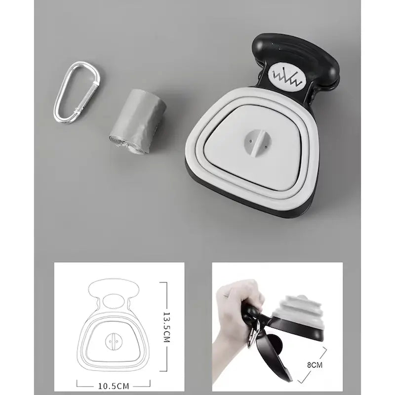 Colector Portabil Excremente Câini HomZen – Lopățică Pliabilă cu Cleste, Pungi Incluse (30 buc), pentru Câini Mici, Medii și Mari