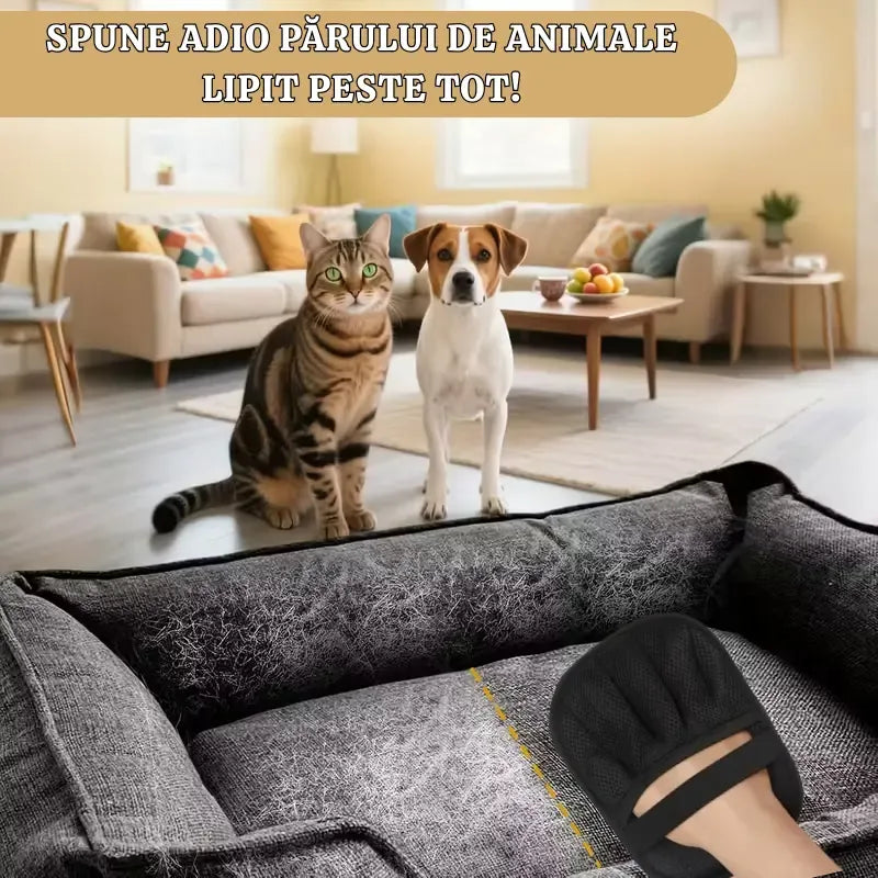 Utilizare practică a mănușii Magică Homzen pe haine și mobilier